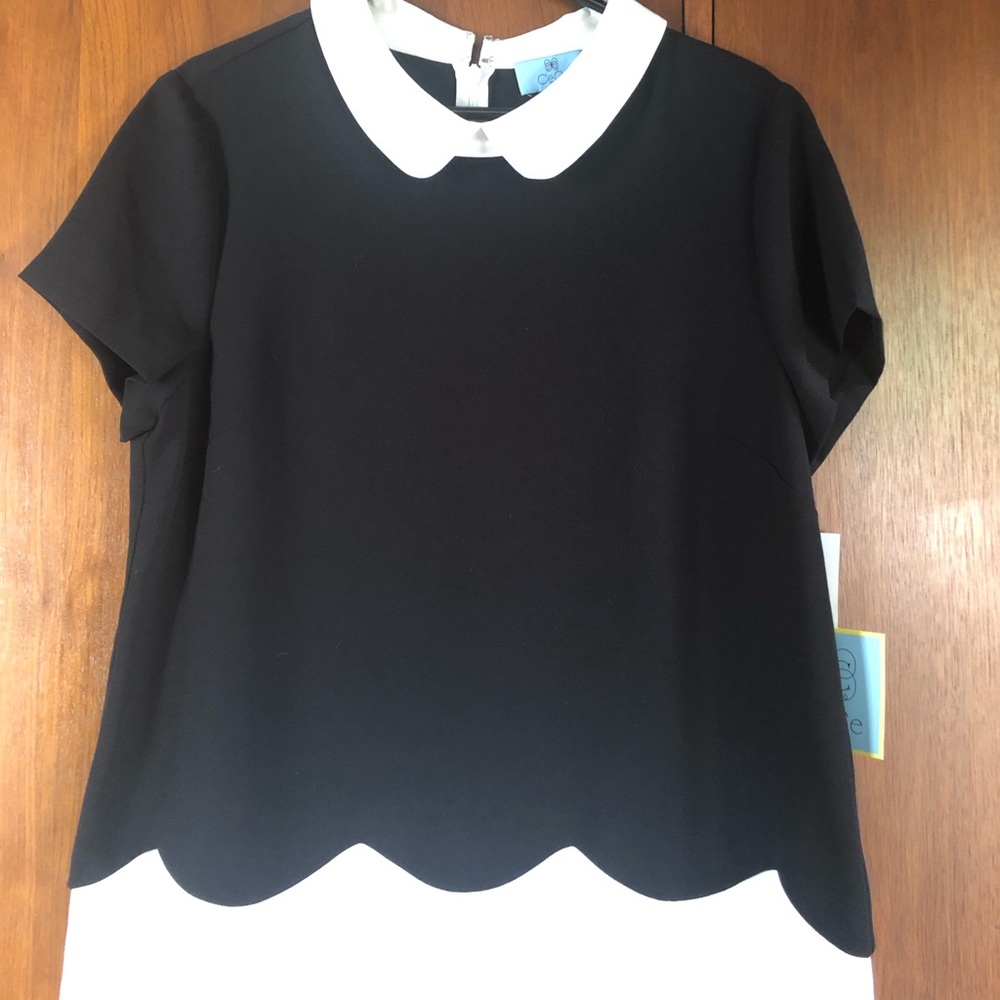 Black and white CeCe dress blouse short sleeved